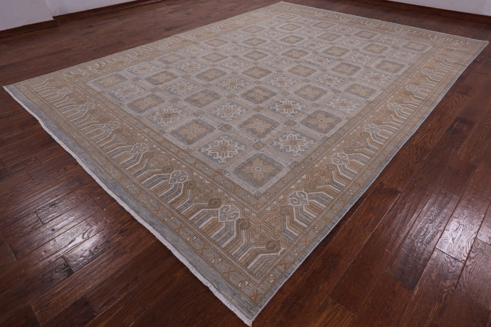 9' 9" X 13' 7" Khotan Hand-Knotted Wool Area Rug Q4277