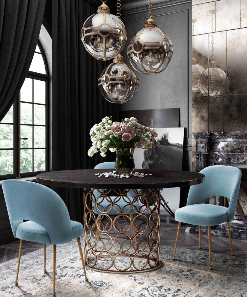 Swell Sea Blue Velvet Chair - Blue