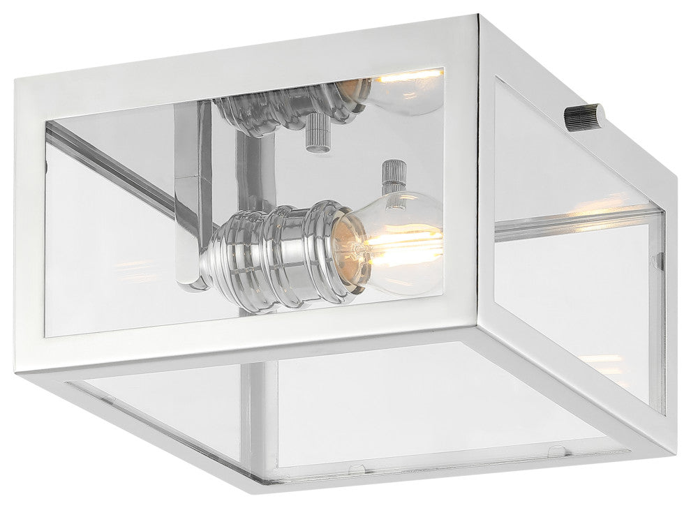 Grayson 12" Metal and Glass LED Flush Mount, Chrome