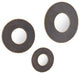 Set of 3 Matte Black and Antiqued Gold Round Mirrors