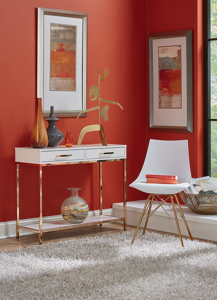 Alios Foyer Table With White Gloss and Gold Chrome Plated Frame