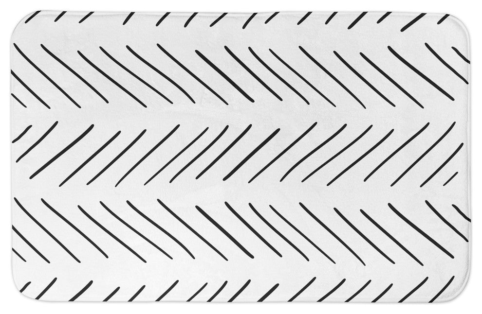 Black Modern Chevron 34x21 Bath Mat