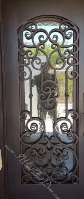Altamura 37X81 Left Hand Inswing, Medium Copper, Rain Glass, Handles, Deadbolt