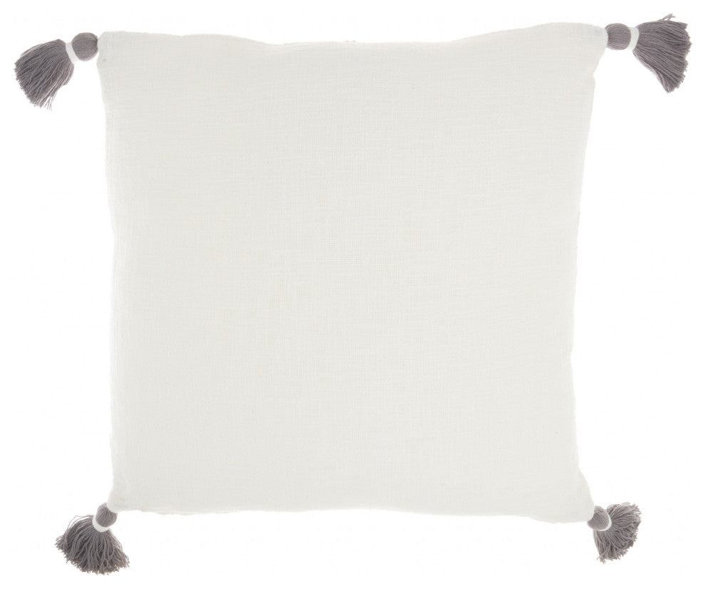 Boho Gray Cotton Accent Throw Pillow