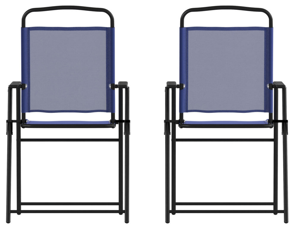 Mystic Patio Sling Chairs with Armrests Set of 2, Navy