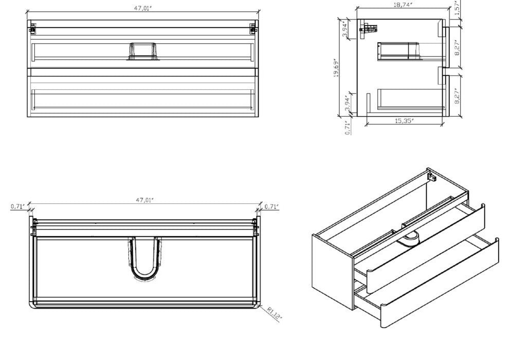 Eviva Smile 48 White Oak Modern Bathroom Vanity Integrated Acrylic Single Sink