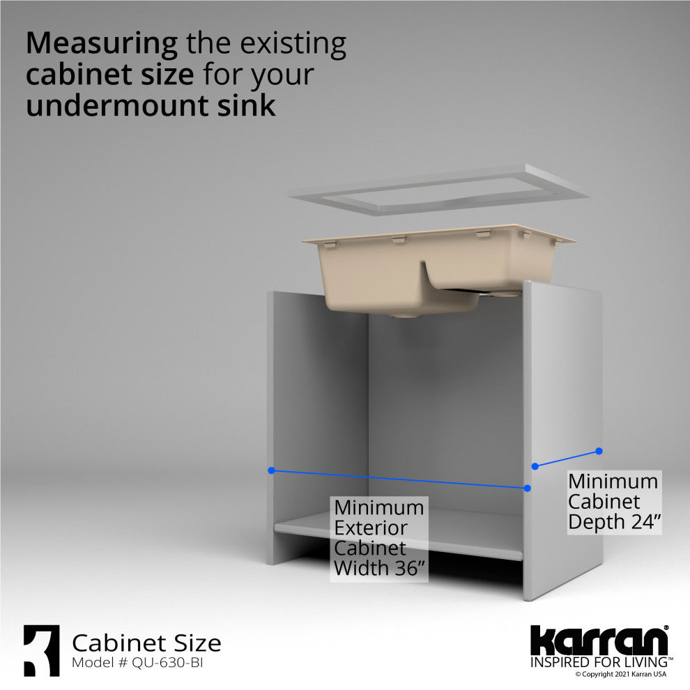 Karran Undermount Quartz 32" 60/40 Double Bowl Kitchen Sink, Bisque
