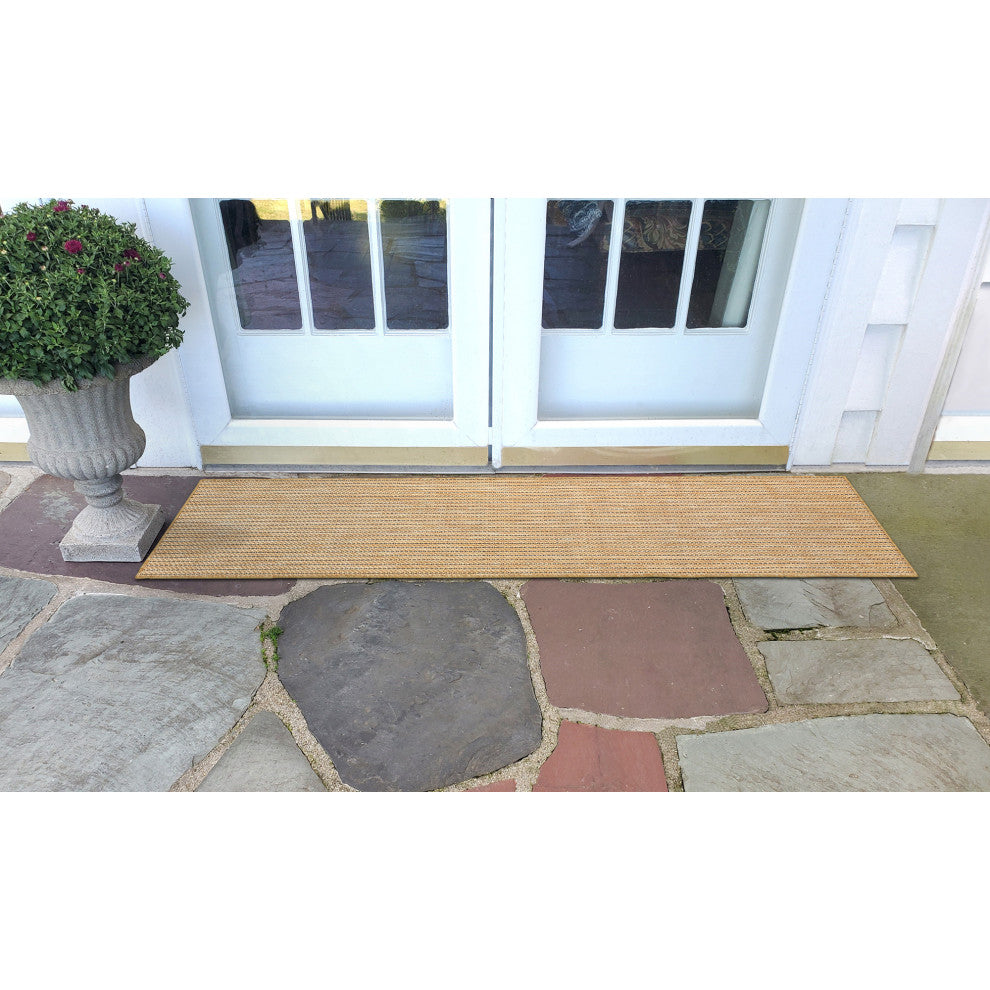 Carmel Texture Stripe Indoor/Outdoor Rug, Sand, 1'11"x7'6" Runner