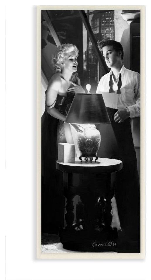 Stupell Industries Lamp Light Vintage Black And White Movie Star, 7 x 17