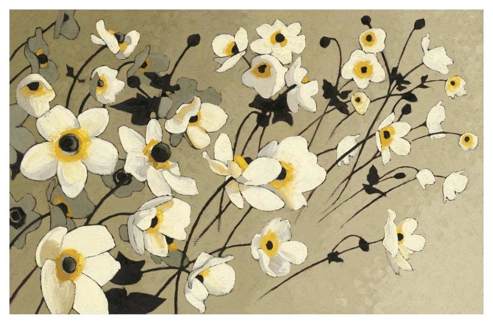 "Anemones Japonaises Blancs" Digital Paper Print by Shirley Novak, 50"x34"