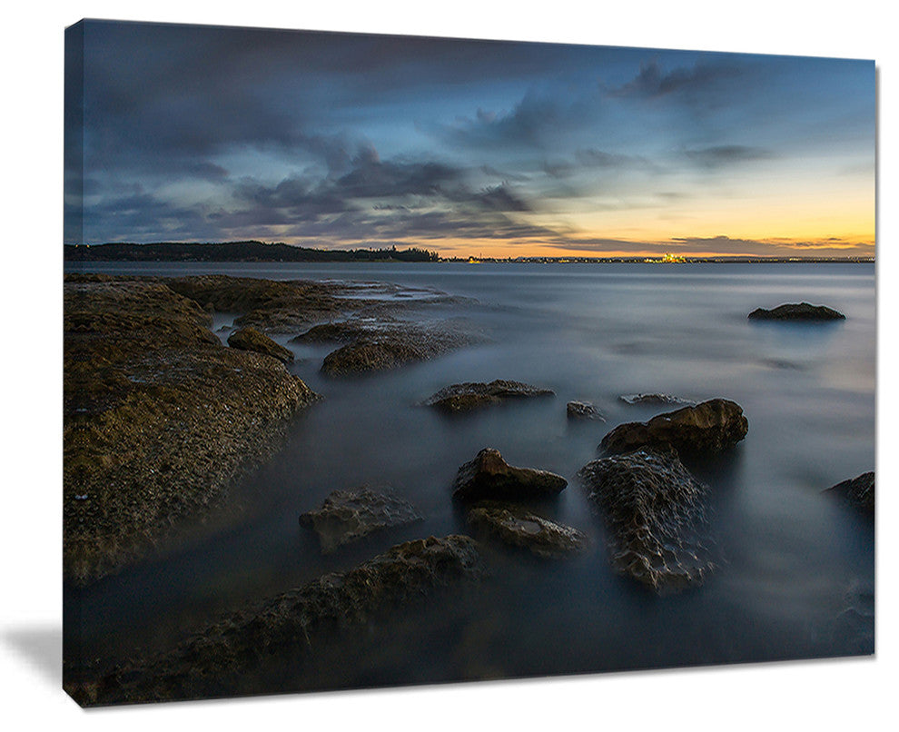 "Bluish Sunset At La Perouse Sydney" Seashore Canvas Print, 20"x12"