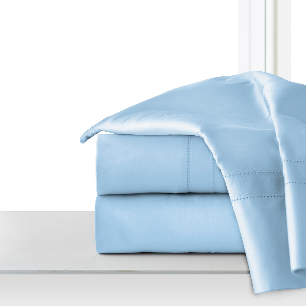 Pointehaven 620TC Long Staple Cotton Sheet Set, Classic Blue, Queen