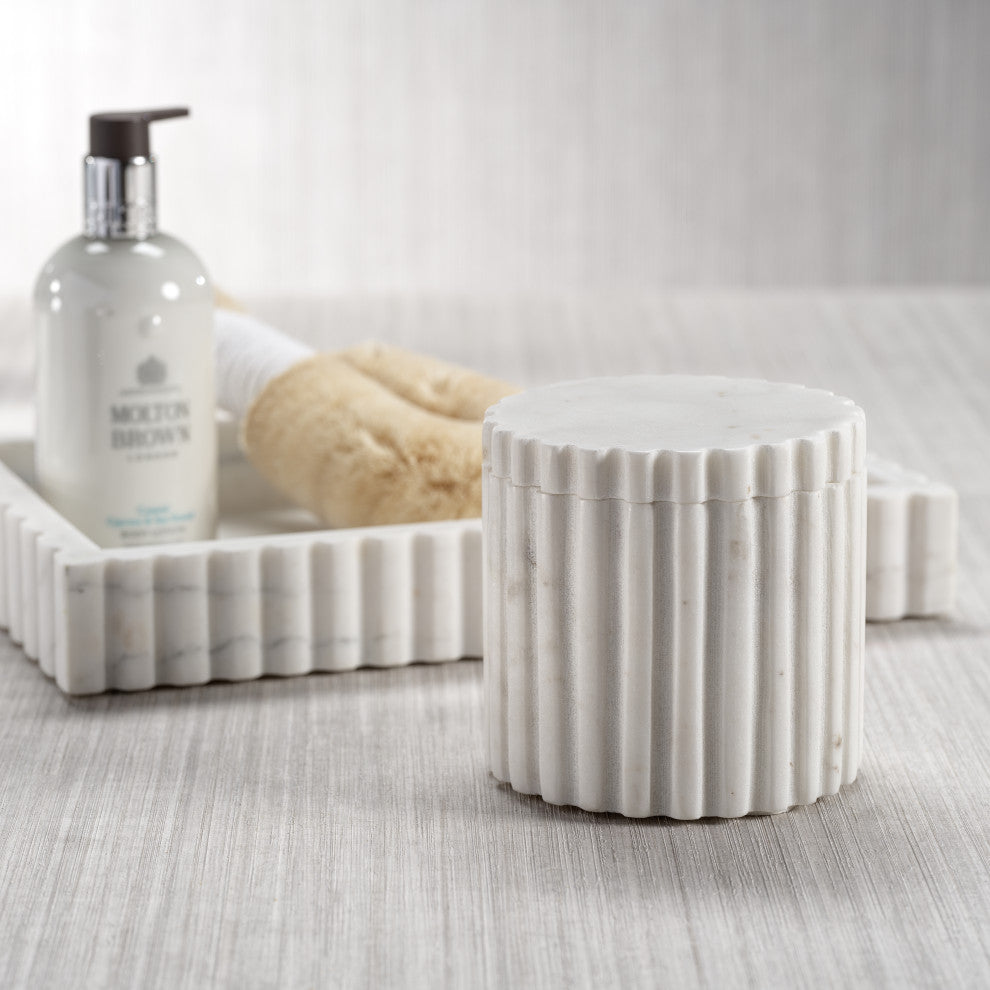 Calabria  Fluted Marble Lidded Canister