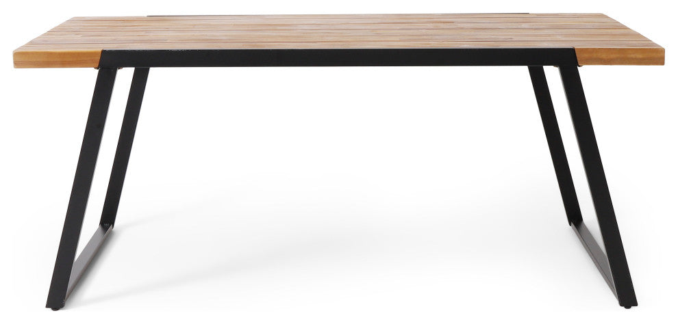 Gebo Outdoor Modern Acacia Wood Dining Table, Teak/Black