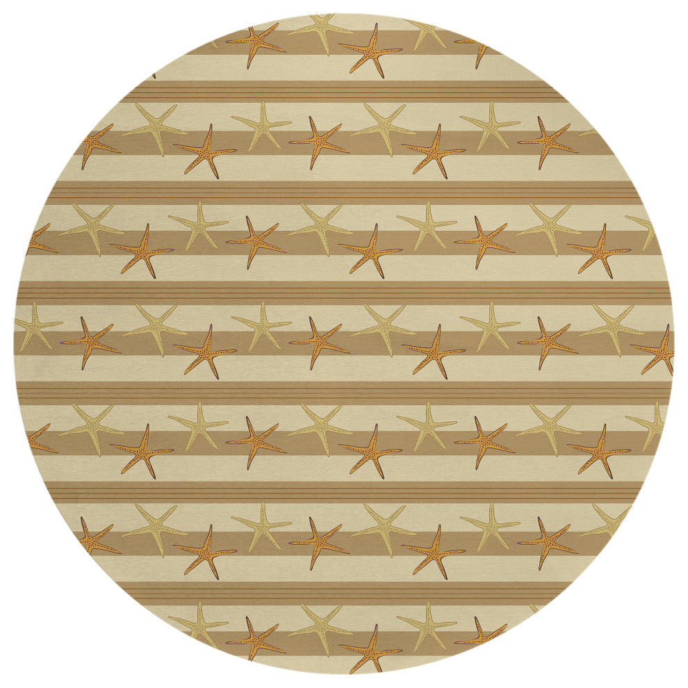 Indoor/Outdoor Seabreeze SZ12 Beige Machine Washable 8' x 8' Round Rug