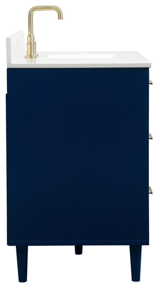 Home Living Modern Natural Oak-Light Bathroom Vanity, Blue, 48"