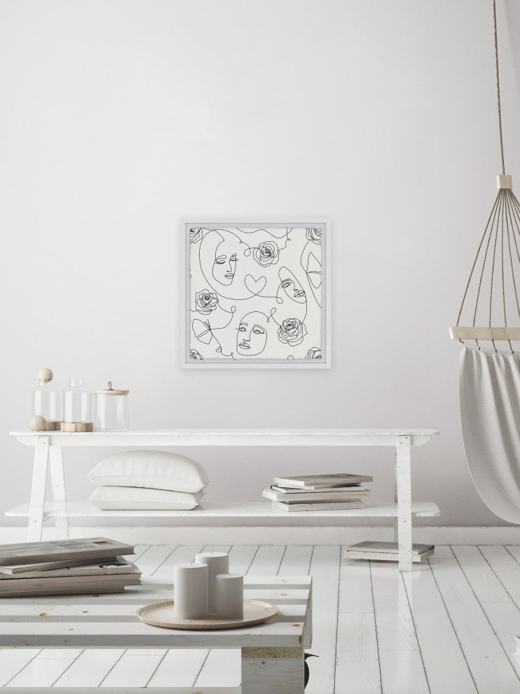"Flowers and Faces" Framed Painting Print, 12x12