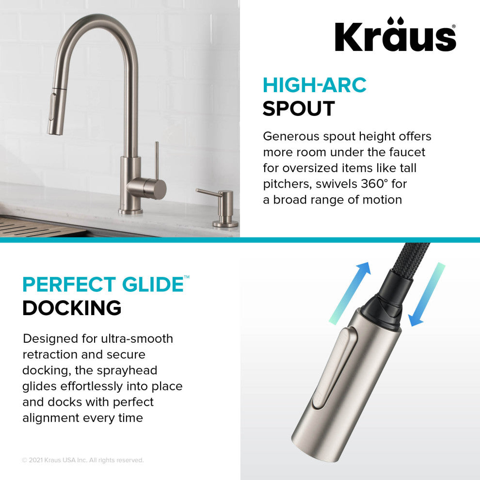Oletto Pull-Down 1-Hole Kitchen Faucet, Chrome, Model Kpf-3104ch