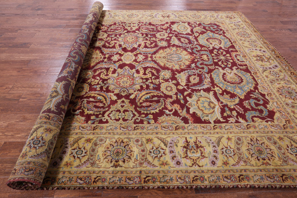 Hand-Knotted Persian Tabriz Wool Rug 9' 1" X 11' 11" Q9029