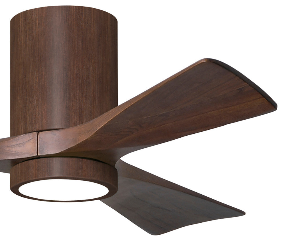 Irene-3HLK  3-Blade Flush Mount Ceiling Fan, Integrated LED, Walnut Tone/Walnut Blades, 42
