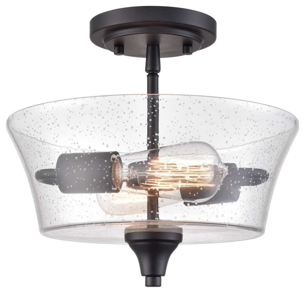 Caily Collection 2-LIght 11" Matte Black Semi-Flush