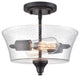 Caily Collection 2-LIght 11" Matte Black Semi-Flush