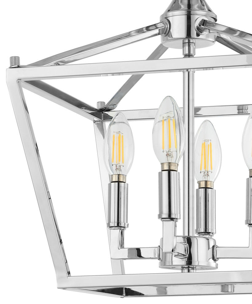 Plains Mini Lantern 12" 4-Light Iron Farmhouse LED Flush Mount, Chrome