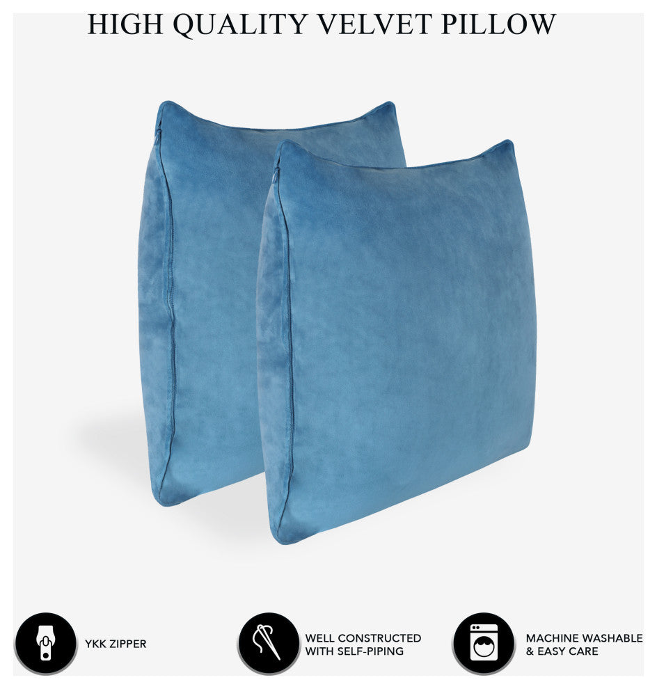 A1HC Soft Velvet Pillow Covers, YKK Zipper, Set of 2, Navy Blue, 12"x20"
