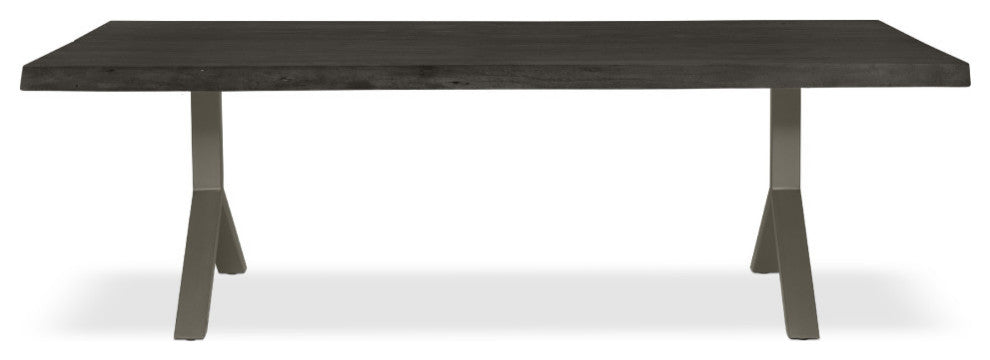 Brooks Dining Table, Y Base, 40"x79", Ebonized Top, Pewter Base