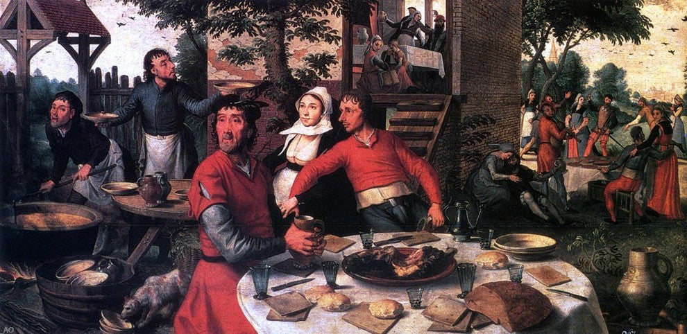 Pieter Aertsen Peasant's Feast, Gallery Wrapped Canvas Print, 15"x30"
