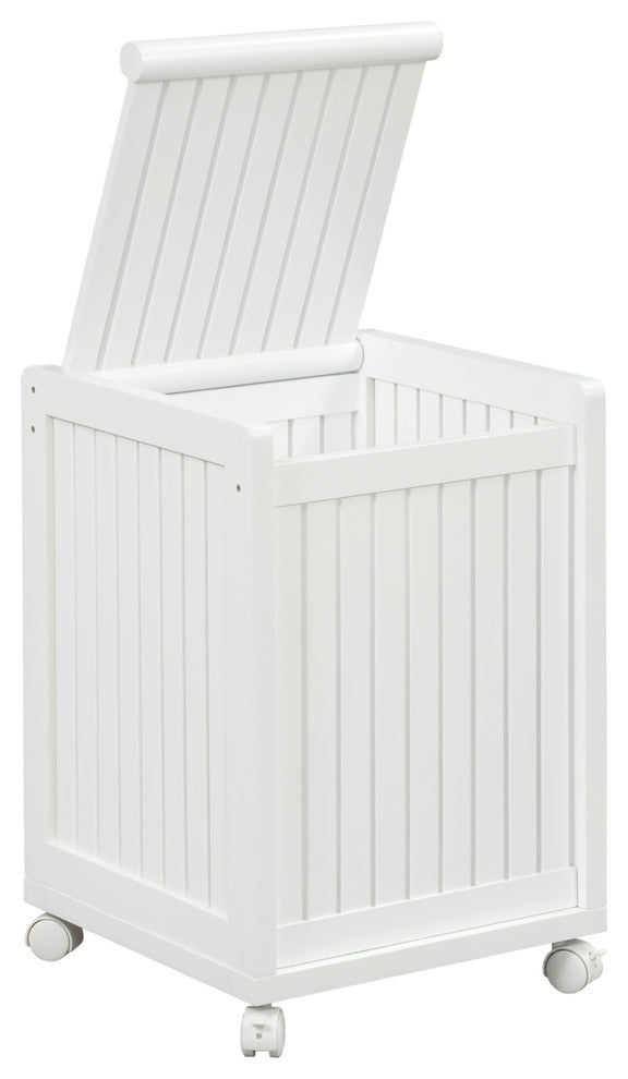 Abingdon Mobile Hamper With Lid, White