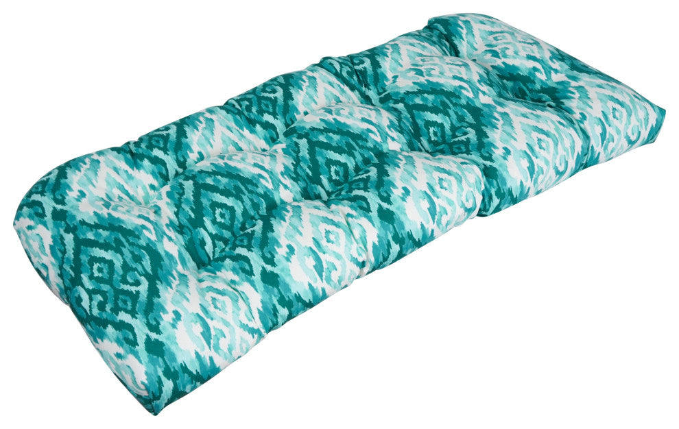 42"X19" U-Shaped Patterned Polyester Tufted Settee/Bench Cushion, Lakat Peacock