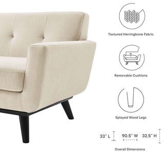 Engage Herringbone Fabric Sofa, Beige