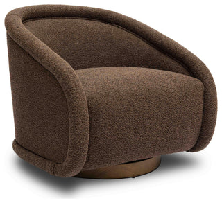 Rory Boucle Swivel Chair, Chocolate Brown