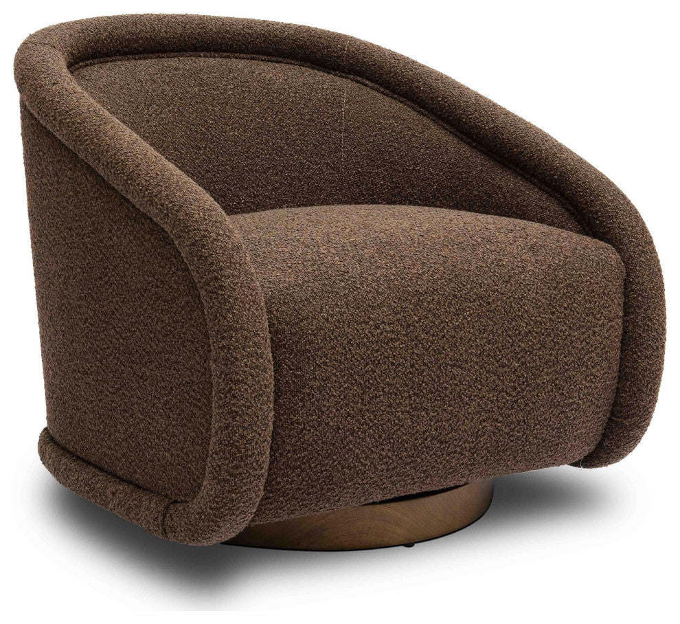 Rory Boucle Swivel Chair, Chocolate Brown