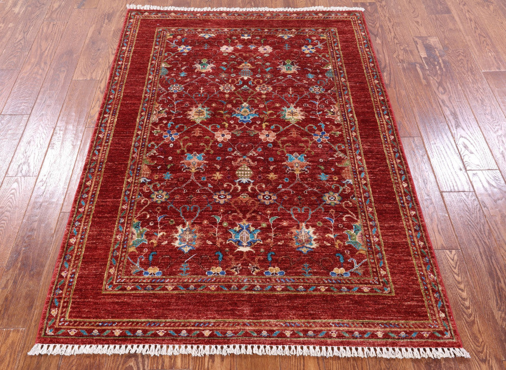 4' 2" X 5' 10" Hand-Knotted Persian Tabriz Rug Q10459