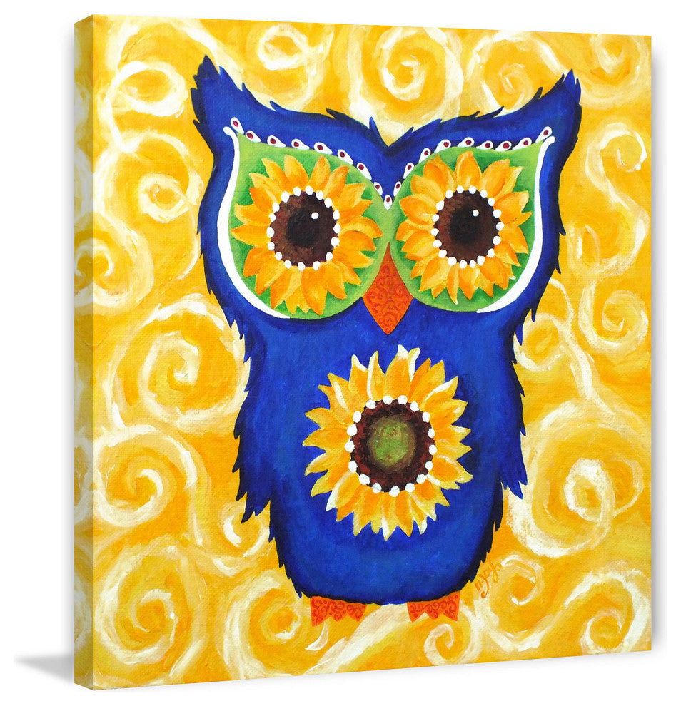 Marmont Hill, "Sunflower Eyed Owl" by Nicola Joyner on Wrapped Canvas, 18x18