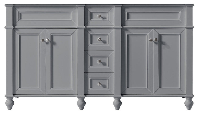 60" Double Bathroom Vanity Base, Taupe Gray