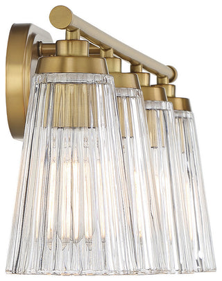 Chantilly 4-Light Bathroom Vanity Light, Warm Brass