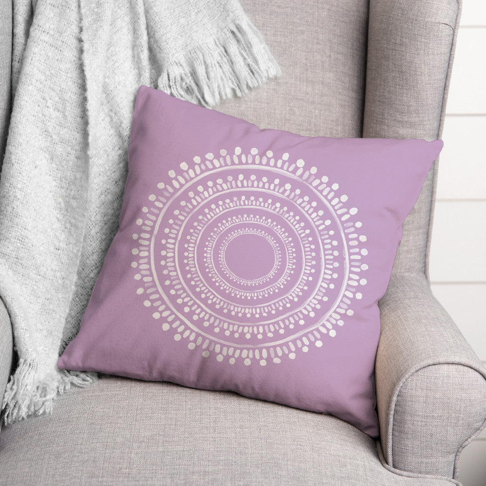 Centered Purple Boho Circle 18x18 Indoor/Outdoor Pillow