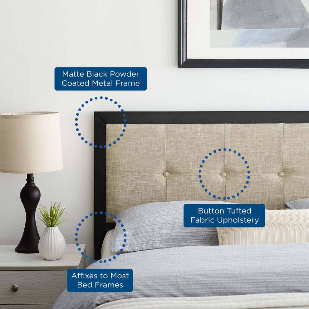 Teagan Tufted Twin Headboard - Black Beige