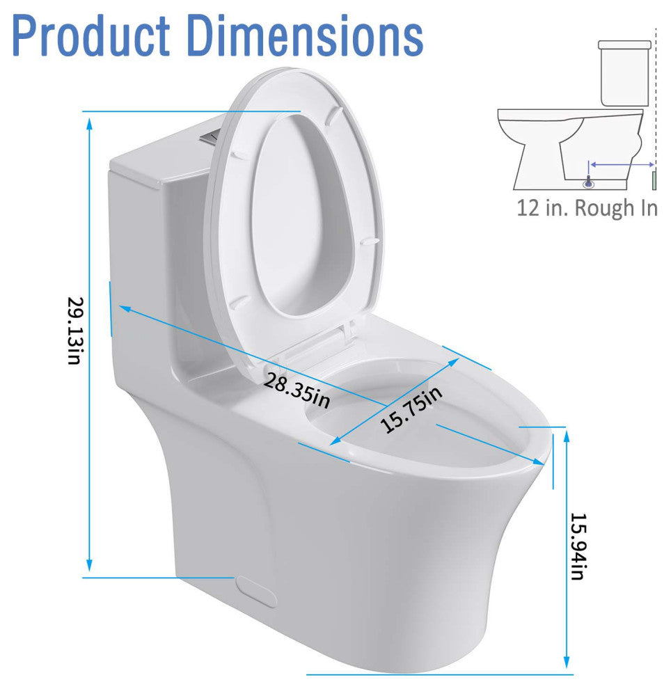 One-piece Floor Mounted Elongated Toilet, 1.27 GFP