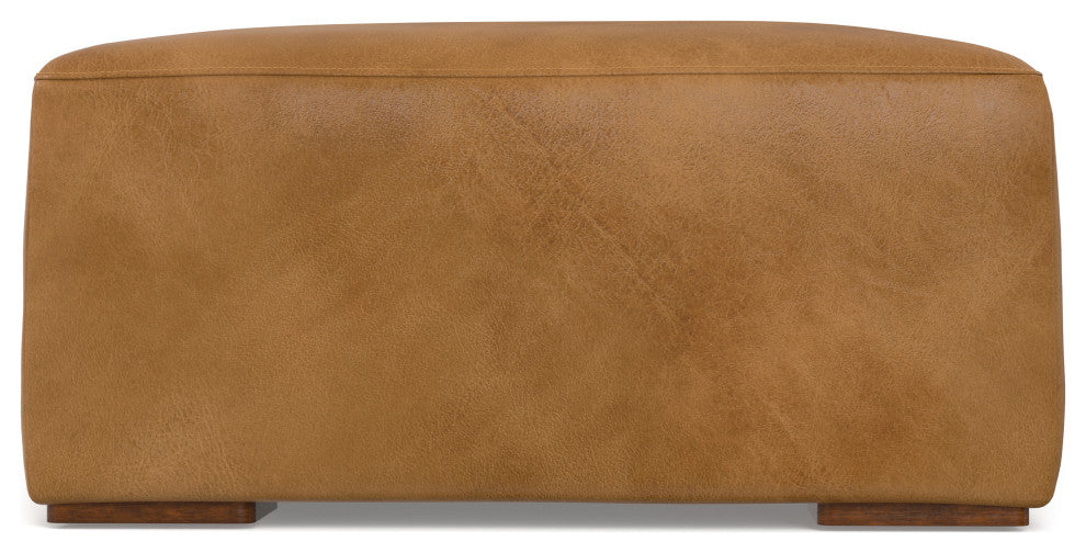 Rex Ottoman in Genuine Leather , Fully Assembled