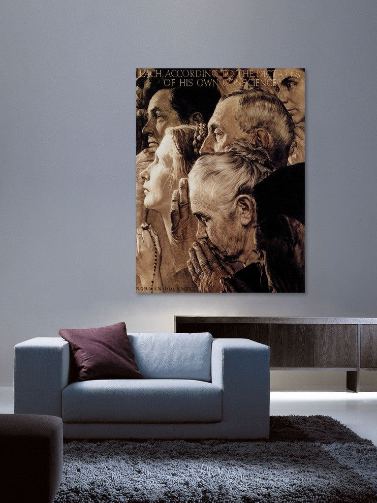 "Freedom of Worship" Painting Print on Canvas by Norman Rockwell