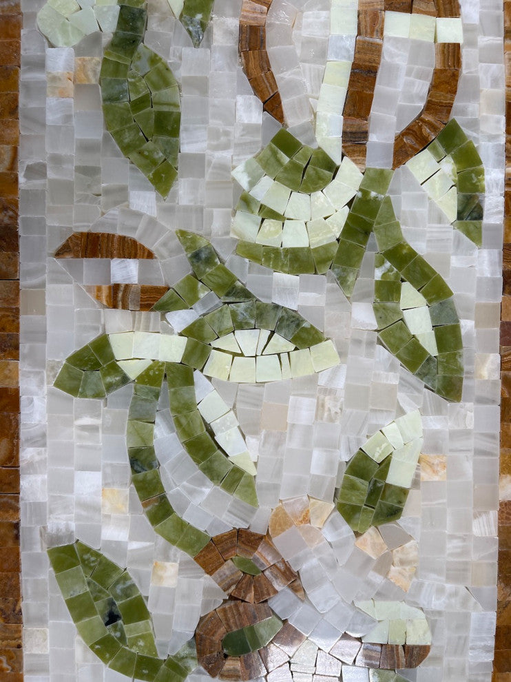 Marble Mosaic Border Listello Tile Foglia Onyx 7.9x19.7 Polished, 1 piece