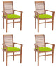 Vidaxl Dining Chairs, Set of 4, With Bright Green Cushions Solid Teak Wood