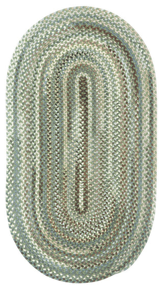 Sherwood Forest Braided Oval Rug, Green Olive, 7'x9'