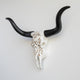 Faux Large Carved Texas Longhorn Skull Wall Decor, Off-White and Black