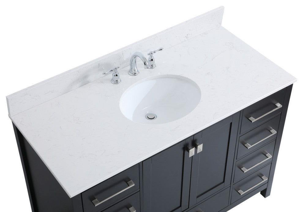 Iris 48" Single Bathroom Vanity, Black With Backsplash