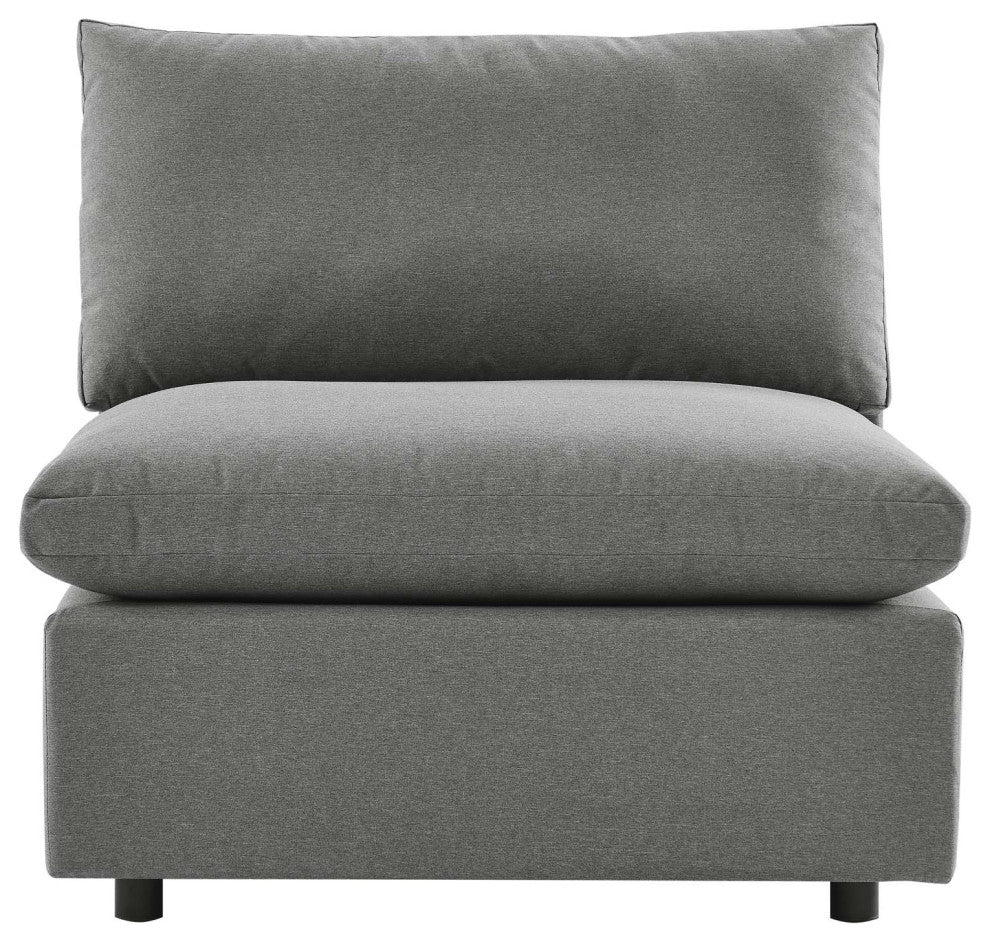 Modular Lounge Sofa Middle Chair, Charcoal Gray, Modern, Outdoor Patio